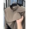 STORN Fashion Half Zipper Stand Collar Short Sleeve Men's T-shirt New Solid Color Luxury Summer Ice Silk Breathable Sports Casual Top