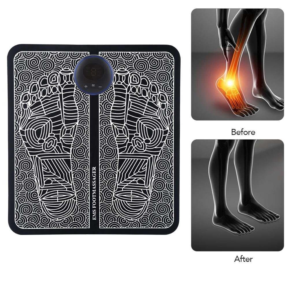 1pcs Foot Massage Pad Electric Sole Massage Tool USB Charging Convenient Fast Suitable for Home and Travel Black