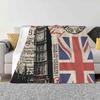 London Ii Fashion Soft Warm Flannel Blanket London Great Britain Capital City Collage Flag Union Jack Typography