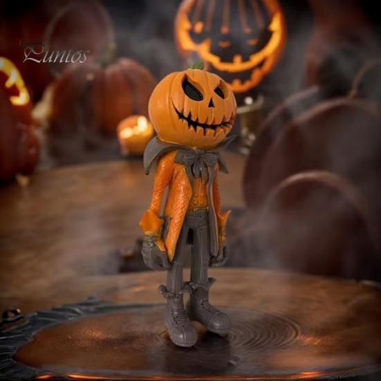Seasonal Tabletop Display Resin Pumpkin Man Ornament, Handcrafted Desktop Figurine, Creative Small Halloween Gift Decoration Statues for Home