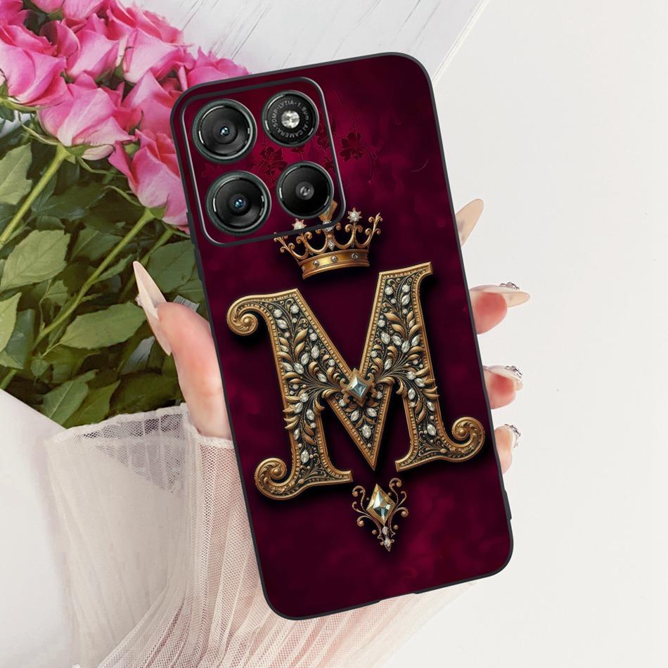 For Motorola Moto G67 Power 2026 Royal Crown Initial Letter Phone Case For Motorola Moto G57 Power Black Silicon Soft Bumpers