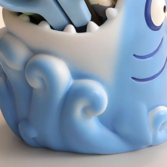 Shark Shape Pen Holder Stable Non-Slip Design Storage Box Large Capacity Stationery Makeup Brush Toothbrush Organizer