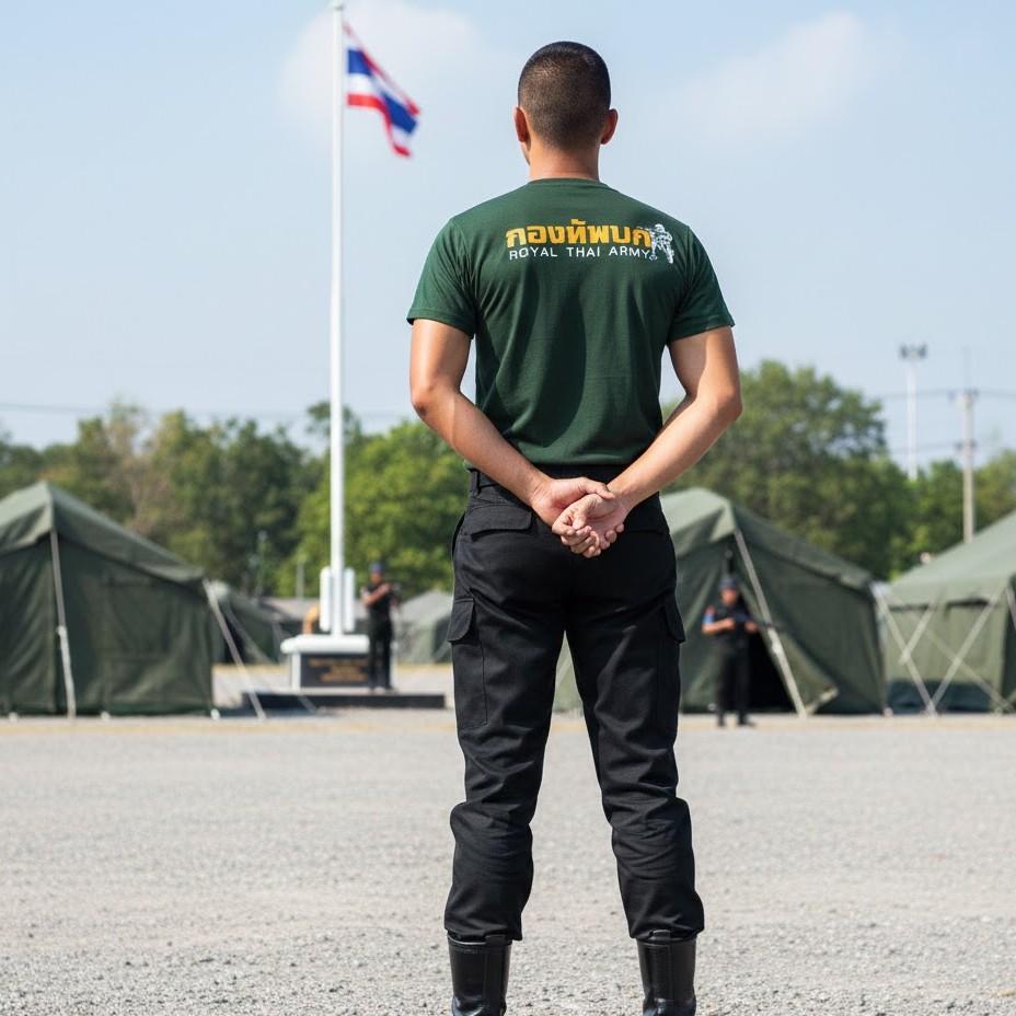 T-Shirts Königlich Thailändische Armee Logo Abzeichen Thailand Flagge Kurzarm Rundhals Druck Schnelltrocknend Baumwolle Soldat Militär