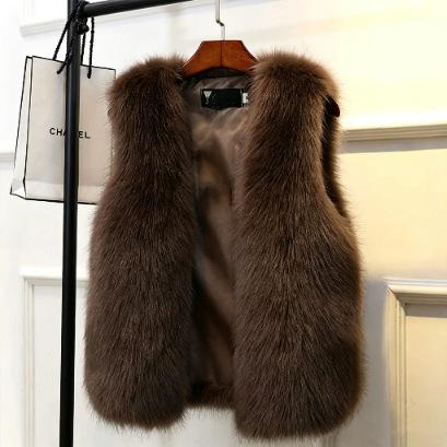 Imitation fur vest women's short autumn and winter new imitation fox fur vest thickened vest plush jacket