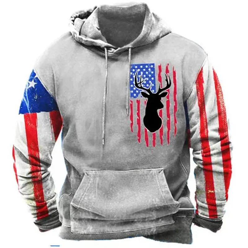 Mode Hoodies mit US-Flaggen-Print für Männer Hip Hop Trend Harajuku Vintage Kleidung Frühling und Herbst Neu in Sweatshirts Übergroße Oberteile