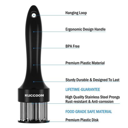 KUCCOON Meat Tenderizer Tool with Stainless Steel Needles and Ultra-Sharp 24 Blades for Beef, Chicken, Steak, Veal, and Pork