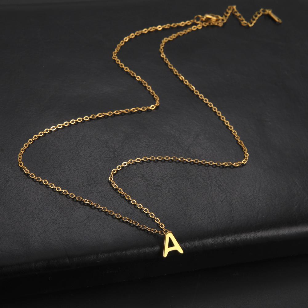 Colar com Letra Inicial A-Z em Aço Inoxidável Skyrim para Mulheres Tendência Minimalista Gargantilha de Alfabeto Corrente de Pescoço Joia Presente de Aniversário