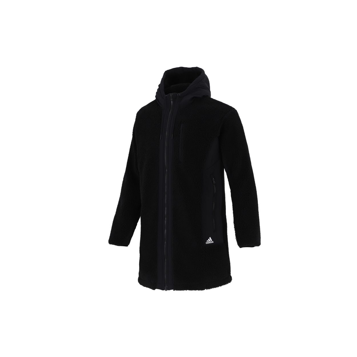 

adidas Fleece Stay Warm Mid-Length Hooded Logo Jacket Black Men H39285 L