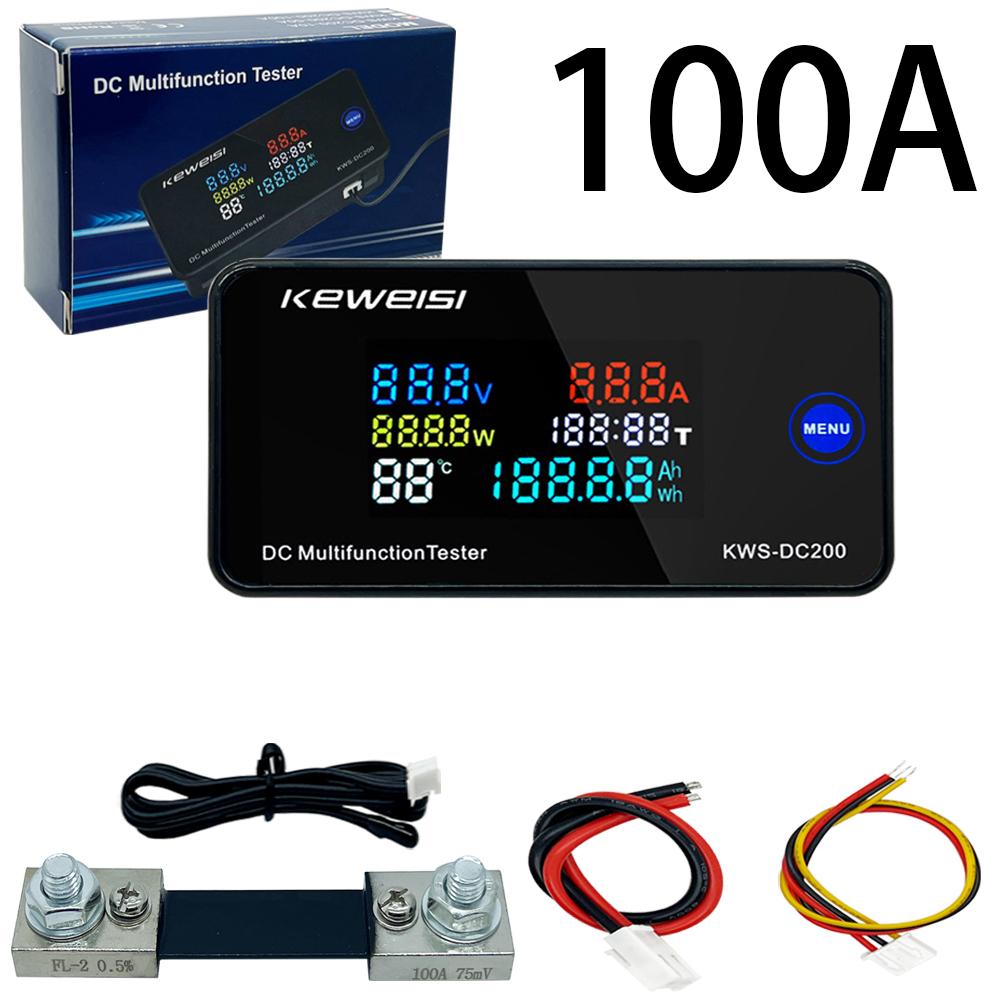

DC 0-200V 10A 50A 100A Color Digital Voltmeter Ammeter Display Voltage Detector Current Meter Power Energy Meter KWS-DC200