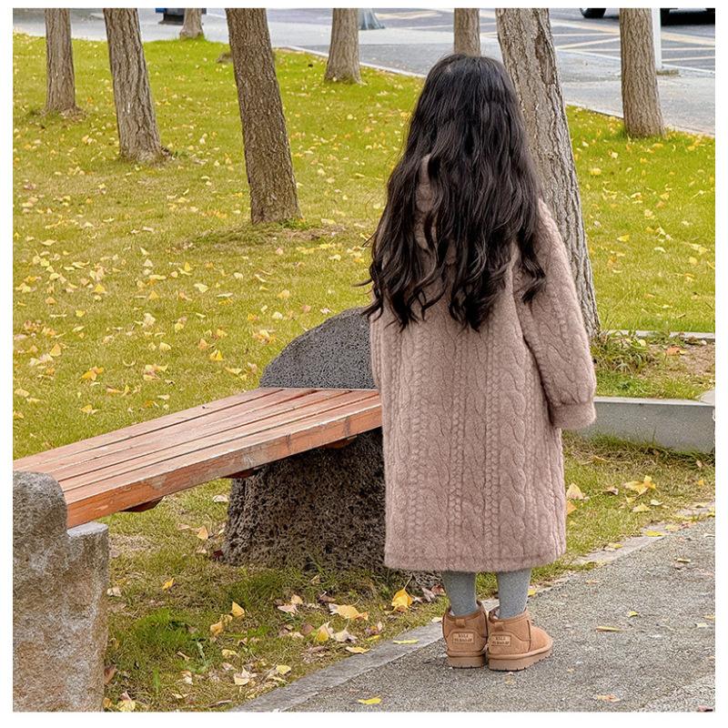 Dívčí kožich Dětský zahuštěný norkový sametový ekologický kožich Dětský zimní kabát