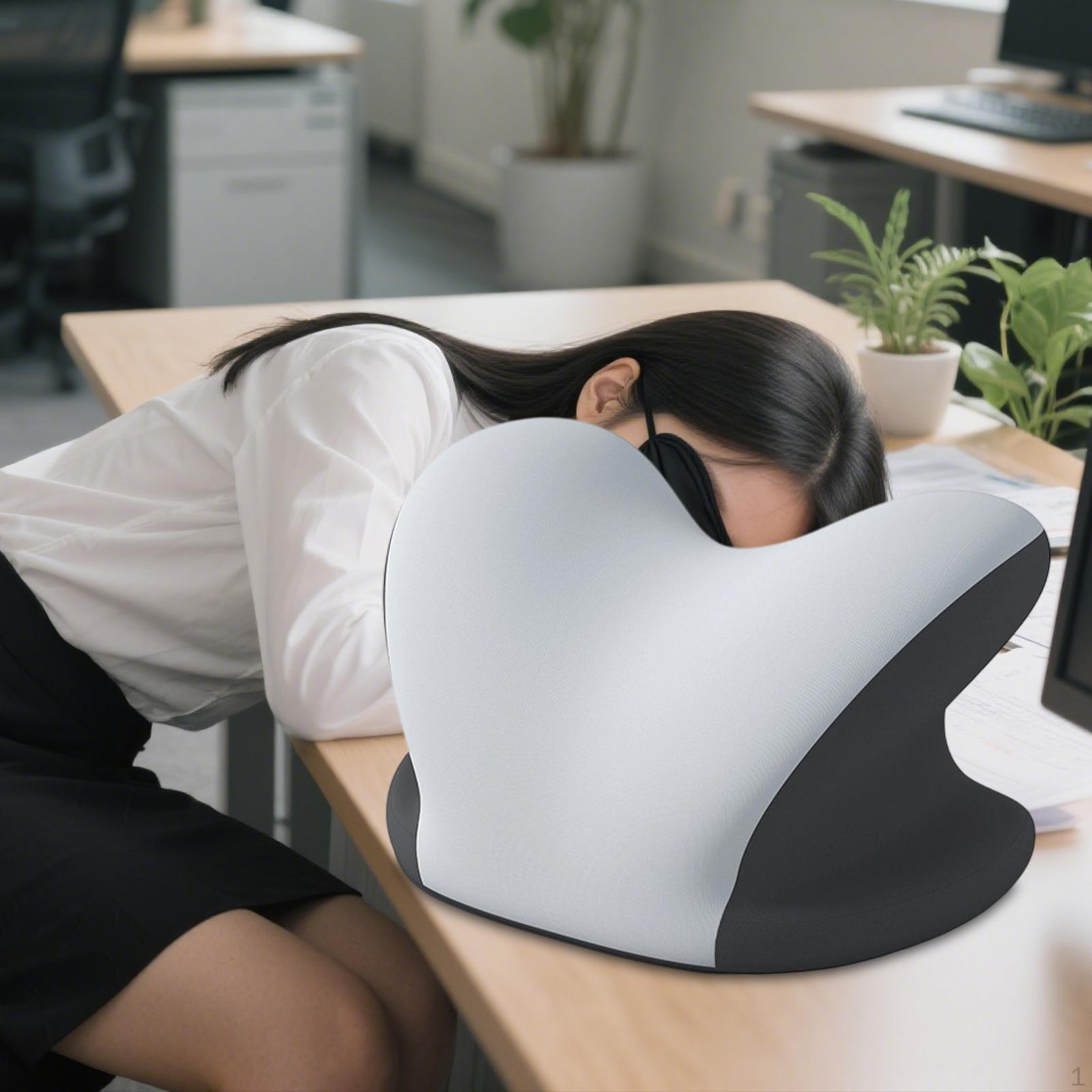 

Memory Foam Travel Neck Pillow Face Cushion Multipurpose Sleeping Removable Cover Headrest for Dorm Light and dark gray