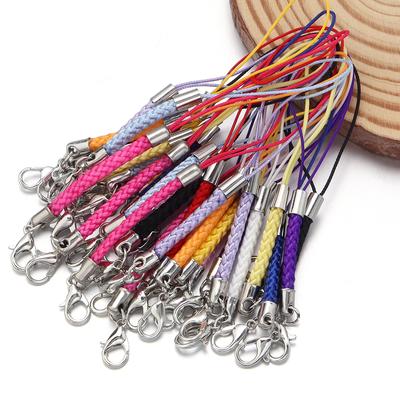 10pcs/lot 12 Colors Braided Lanyard Cell Phone Straps Mobile Phone Chains Bag Charms Pendant with Lobster Clasps DIY Making