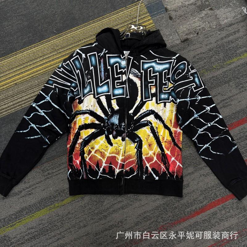 Premium Streetwear Hoodie With Rhinestone Embellishment Oversized Zip-Up Sweatshirt Men Cotton Blend Loose Fit