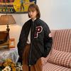 2025 New American Retro Down Padded Jacket Diamond Plaid Baseball Uniform Loose Jacket Women's Autumn and Winter Model