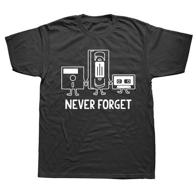 Novelty Never Forget Funny Vintage Cassette Floppy Disk VHS Tape T Shirts Graphic Streetwear Short Sleeve Birthday Gifts Tshirt