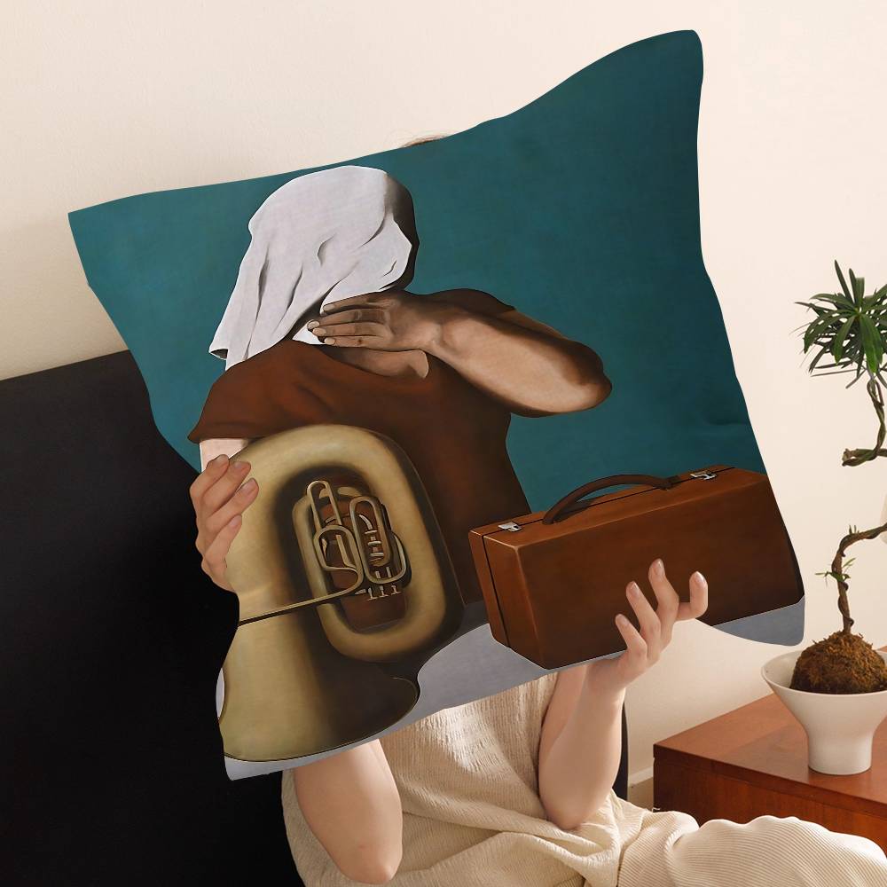Surrealismo Rene Magritte Opera d'Arte Classica Immagine Personalizzata Testo Cuscini Decorativi per la Casa Regali per la Casa 45x45cm