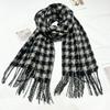New Hoop Yarn Autumn and Winter Plaid Tassel Scarf Shawl Fashionable Senior Women Korean Style Thickened and Warm