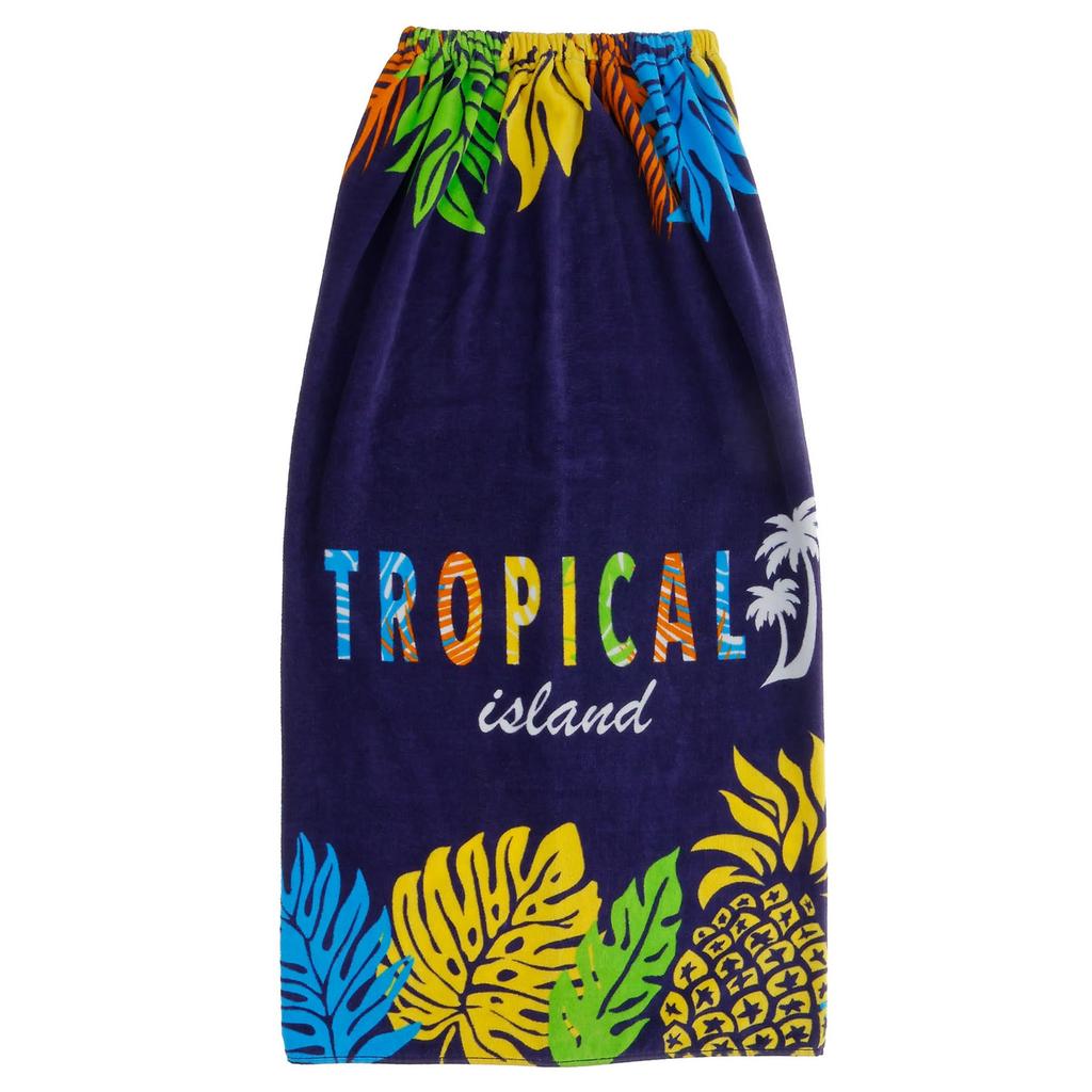 Marushin SUN HEART Tropical Island 100cm Long Wrap Antibacterial and for Boys and 0625020800 Towel, UV-Blocking, Girls,