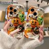 Phone case: 2D flat design, suitable for iPhone 18 17 16 15 14 13 Pro protective case, pumpkin little monster, perfect holiday gift for Christmas and 
