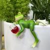 Contemporary Resin Small Frog Planter, Creative Handmade, for Outdoor, Balcony, Garden Decoration, Various Room Types, Christmas