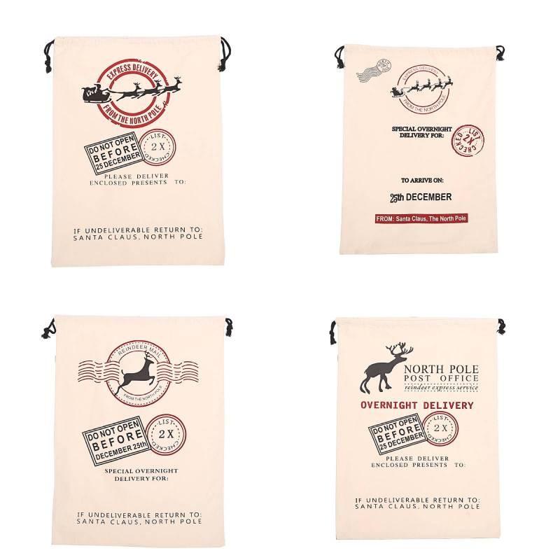 Merry Large Canvas Christmas Santa Sack Xmas Stocking Reindeer Gift Storage Bag