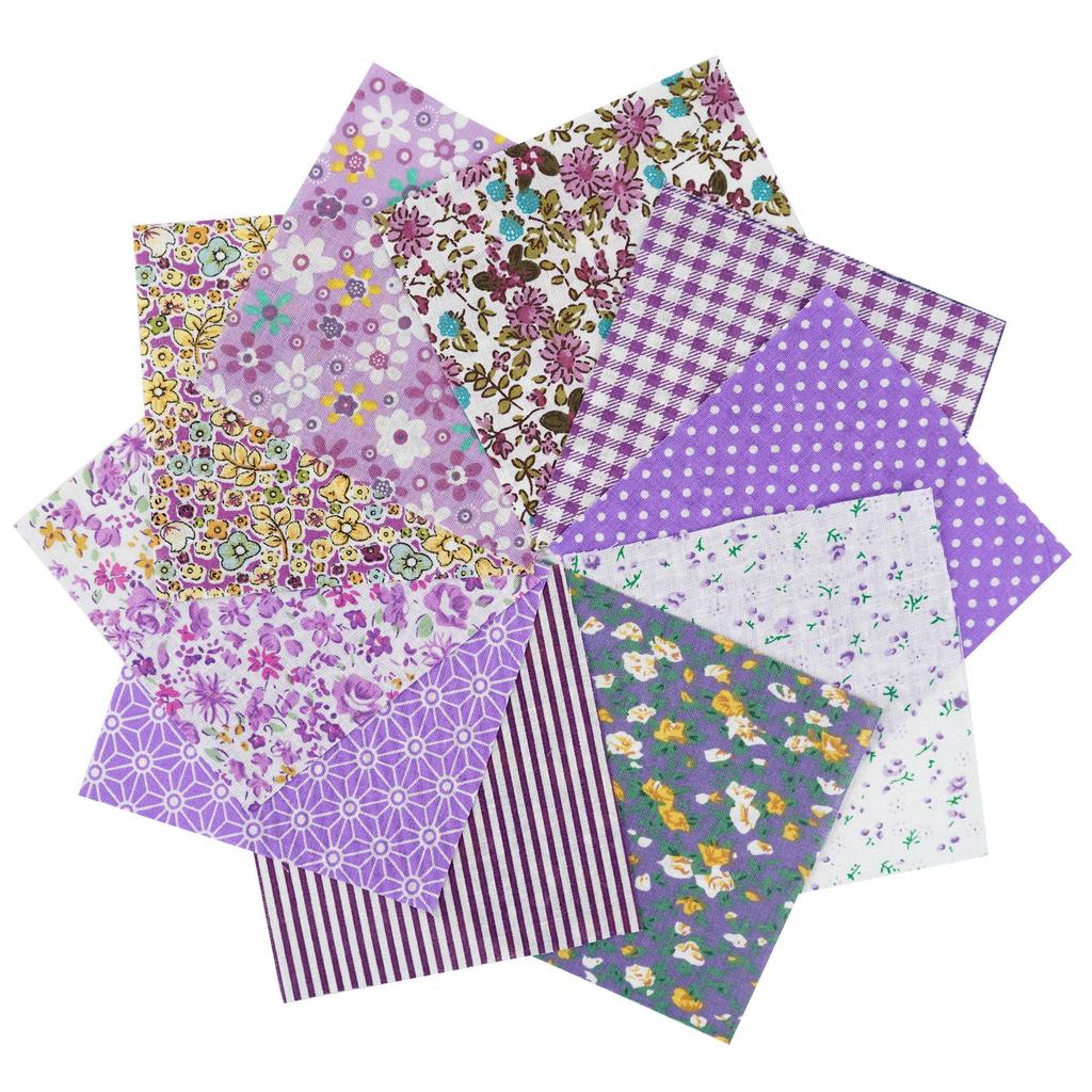 100-Color Patchwork Cloth Set: Floral, Plaid & Polka Dot Plain Weave Cotton for DIY Crafting