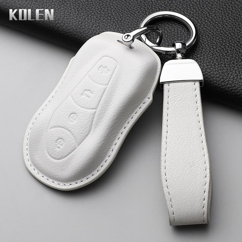 Leather Car Key Case Cover Shell For Geely Azkarra Tugella Fy11 Atlas Pro New Emgrand Gs X6 Suv Ec7 Protected Fob Bag
