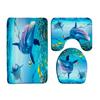 Ocean Creature Fish Dolphin Printed Shower Curtain Set With Rugs Waterproof Bathroom Curtain Anti-Slip Toilet Carpet Home Decor