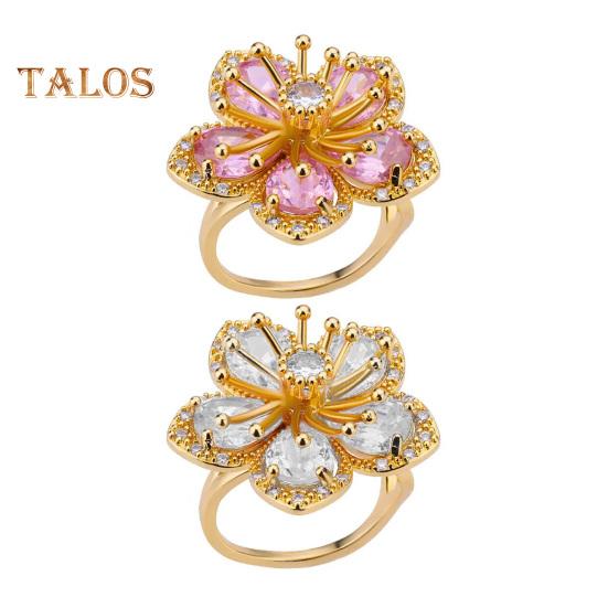 Women Ring Shiny Cubic Zirconia Flower Shape Finger Ring Adjustable Design Ring Exquisite Workmanship Jewelry Piece