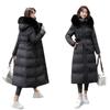 Autumn and Winter New Big Fur Collar Medium and Long Slim and Thin Down Cotton Clothes Women's Coat