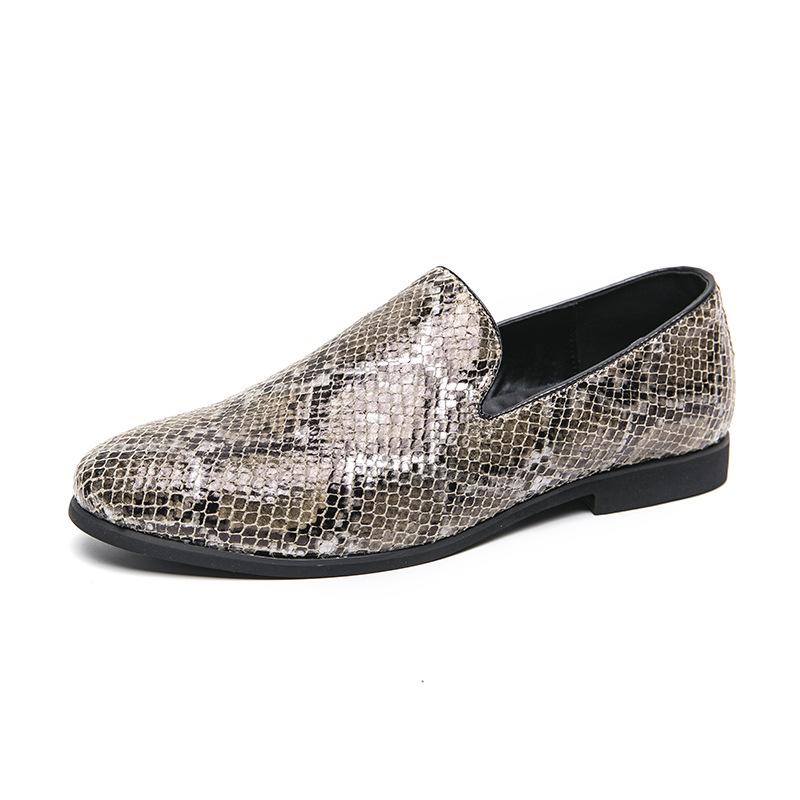 Large size business foot leather shoes men's simple python loafers barber shop small leather shoes men's lazy shoes