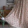 Jingga Rose Print Cotton Linen Semi-Blackout Rod Pocket Curtain