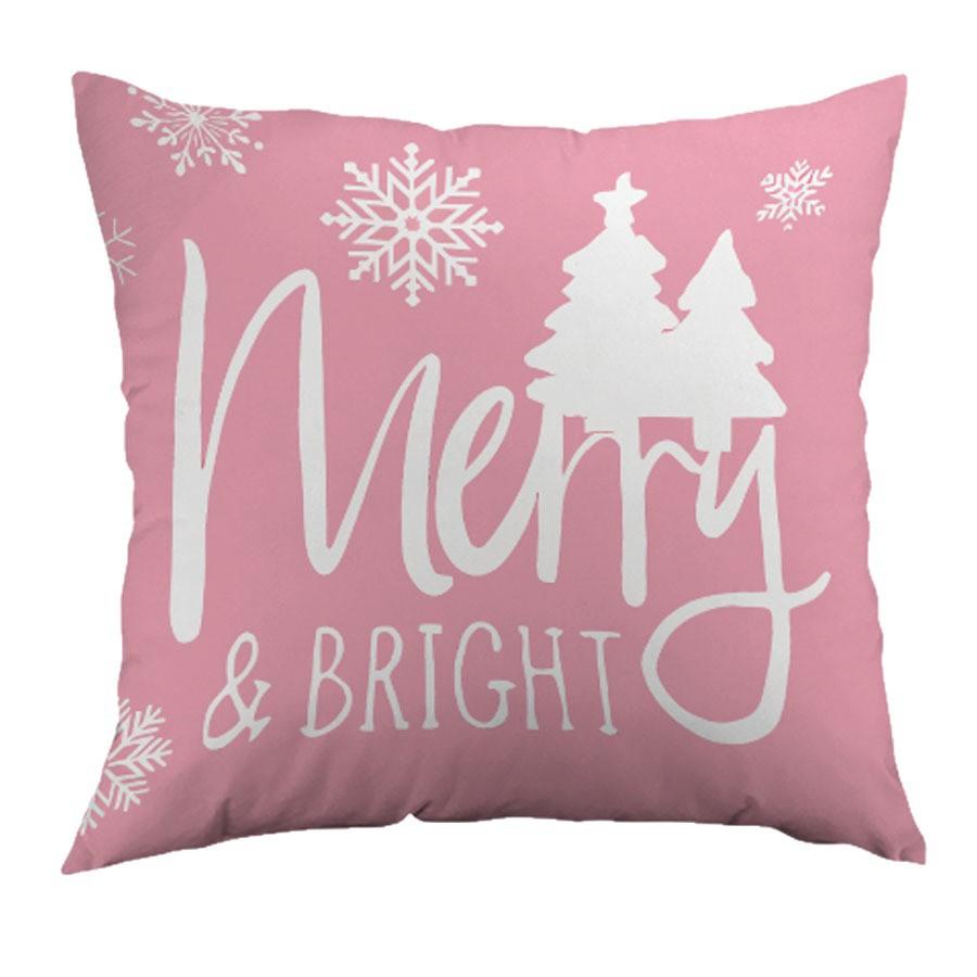 New Christmas Pink Pillow Case Sofa Cushion Waist Long Christmas Snowman Print Decorative Pillow
