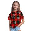 T-Shirt Girls 3D Printed Christmas Featuring Santa Claus Short Sleeve O Neck Casual Christmas Clothes Girls Top