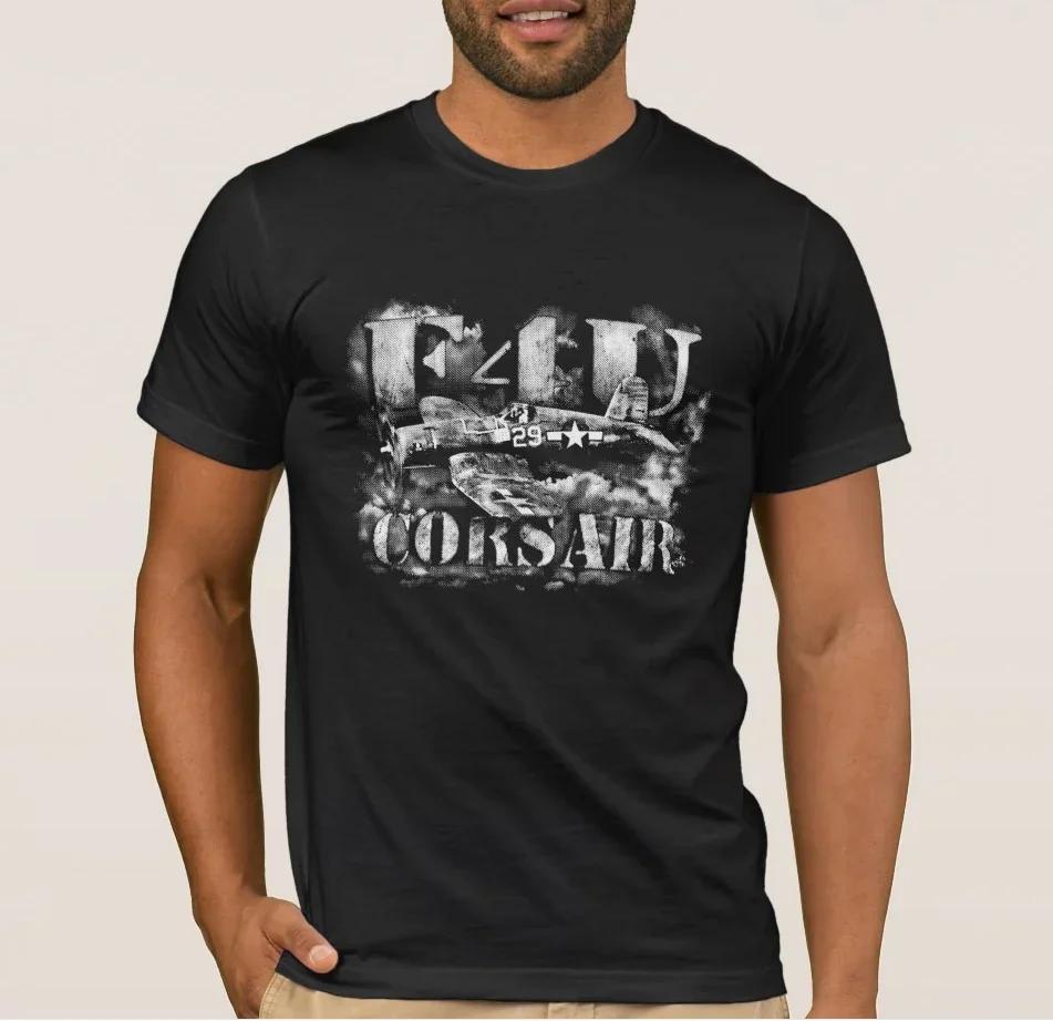 

Футболка ретро F4U Corsair Fighter Aircraft, 100% хлопок, с круглым вырезом, летняя, с коротким рукавом, повседневная мужская футболка, размер S-3XL XXXXXL чёрный