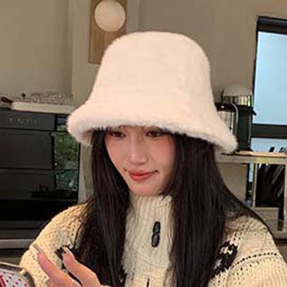 Warmer Plush Basin Cap Temperament Anti-cold Bucket Hat Elegant Winter Fisherman Hat  Men