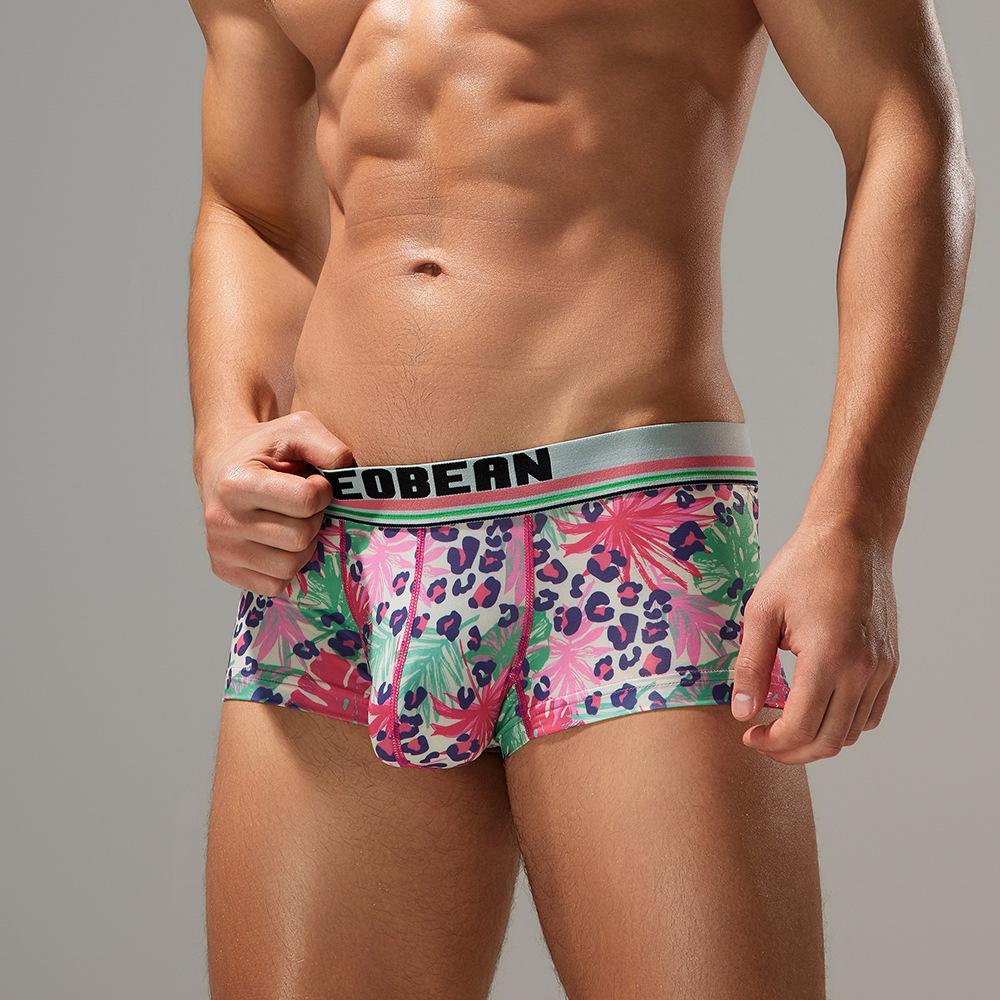 SEOBEAN Men's Low Waist U Pouch Boxer Briefs - Trendy Pattern Trunks