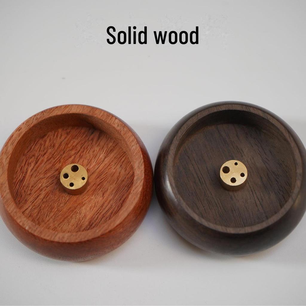 Ebony Purple Sandalwood & Rosewood Round Portable Incense Holder for Office and Indoor Use