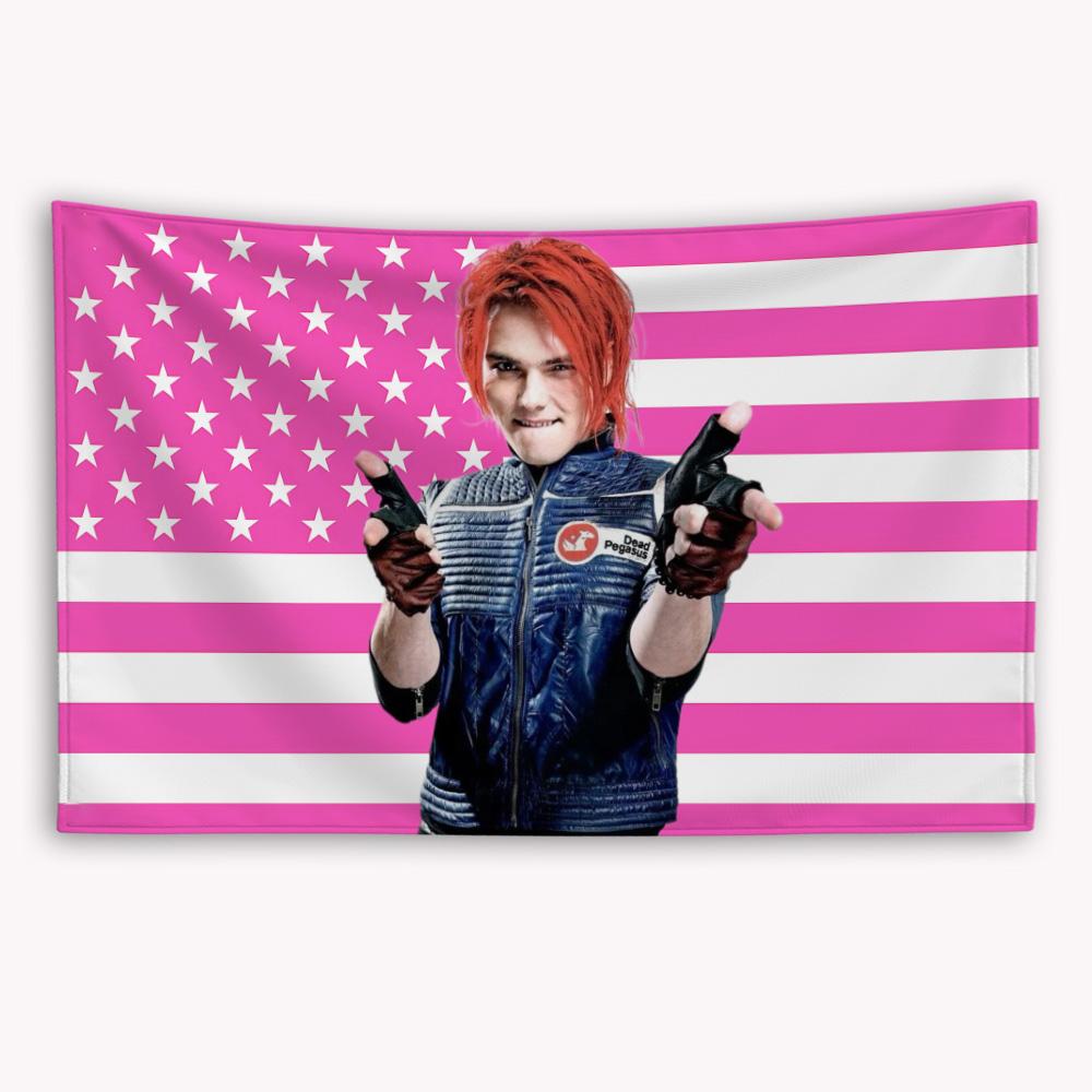 

GGerard WWay American Flag Banner Tapestry Home Bedroom Garage Barber Shop Decor 74x94cm(29x37in)