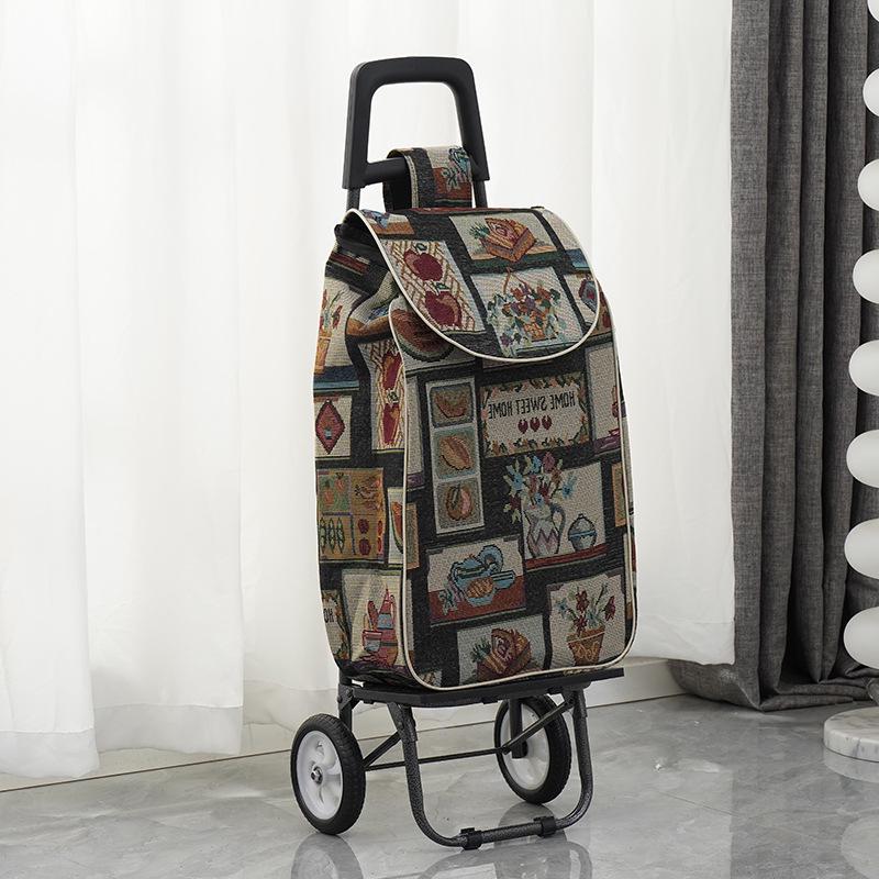 Foldable Ethnic-Style Shopping Cart for Groceries and Luggage