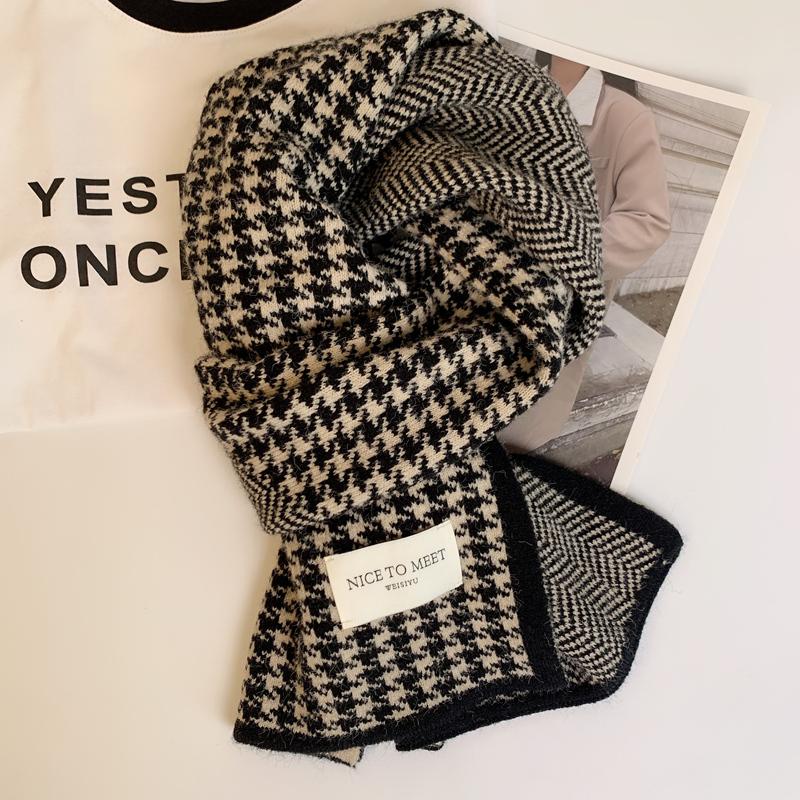 Scarf Winter Student Girl Autumn and Winter Sense Plaid Scarf Men's Japanese Style Thickened Warm
