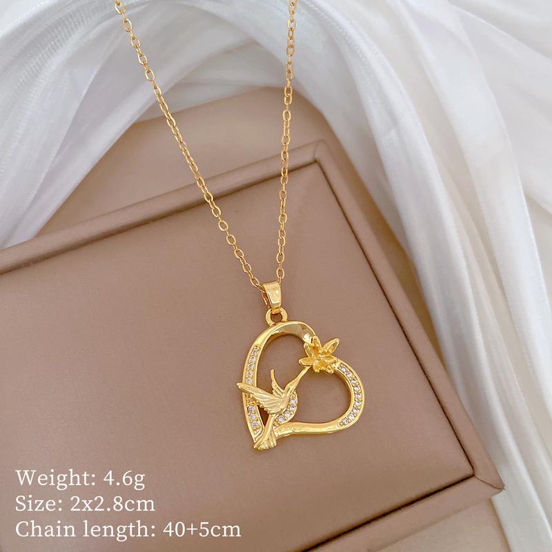 Mickey Head Heavy Industry Necklace Women'S Copper Micro-Inlaid Real Gold Electroplating Delicate Clavicle Chain Neck Chain