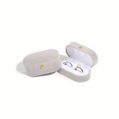 1pc Plain Ring Storage Box, Grey Ring Case For Wedding Party, Home Storage, Gift For Valentine's Day Back To School