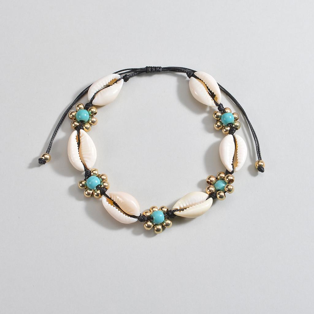 Summer Vacation Style Woven Shell Rice Beads Adjustable Women's Beach Feet Chain