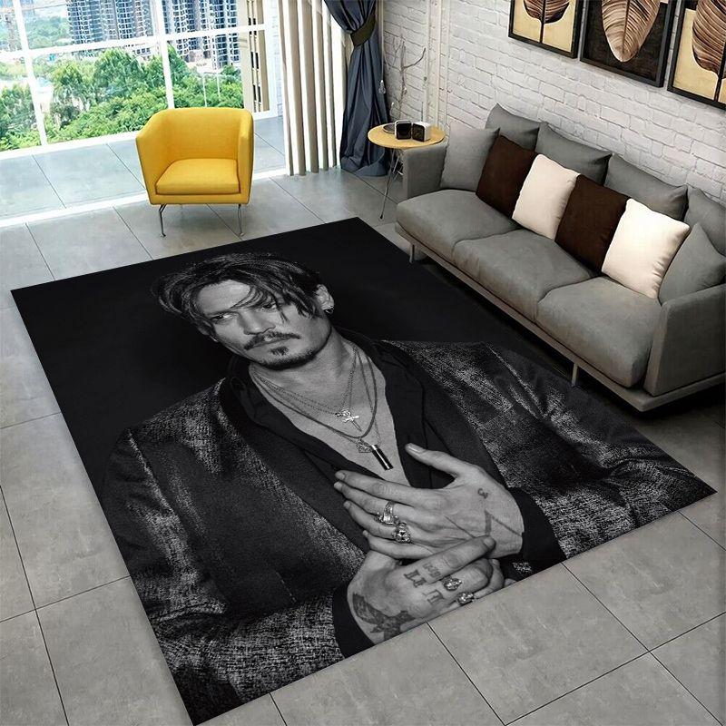 Fashion Johnny Depp Star Carpet Rug for Playroom Bedroom Living Room Sofa Home Decor,kid Game Area Rug Non-slip Floor Mat Gift