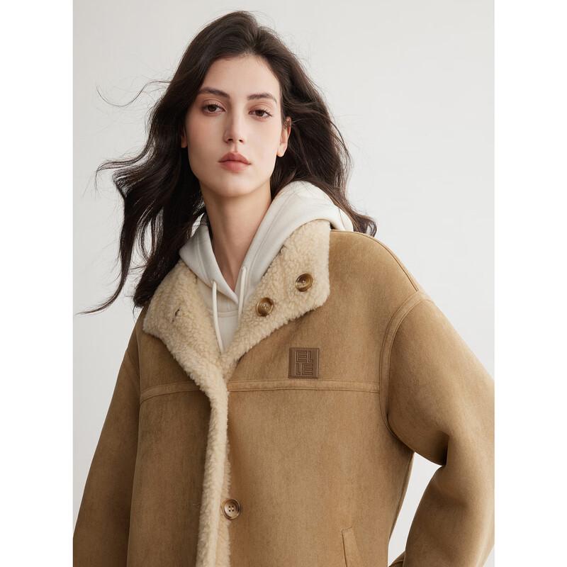 ELLE French Retro Suede Plush Short Coat