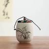 Portable Sealed Ceramic Tea Jar – Pottery Storage Canister with Plum, Orchid, Bamboo & Chrysanthemum Design