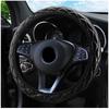 Rattdeksel Krystallkrone Rattdeksler Biltilbehør PU Lær Bilstyling 37-38CM Diameter Universalt