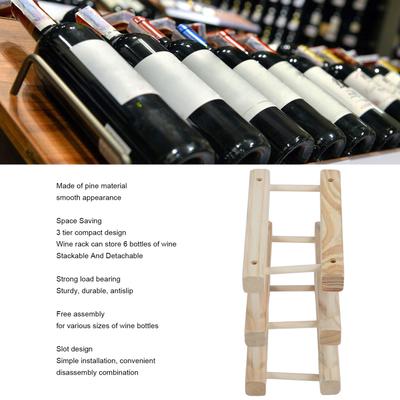 Wine Rack Standing Wine Rack Wood Stackable Modular Wine Rack Wine Holder Standing For Kitchen Bar Countertop 6 Bottle