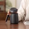 Black Pottery Ceramic Mug with Lid and Liner - Tea & Water Separation Cup, Ideal Office Gift